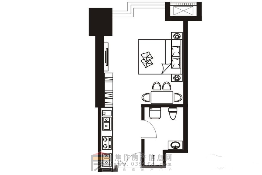 理達(dá)文華廣場(chǎng)一室一廳一衛(wèi)一廚約35.39㎡